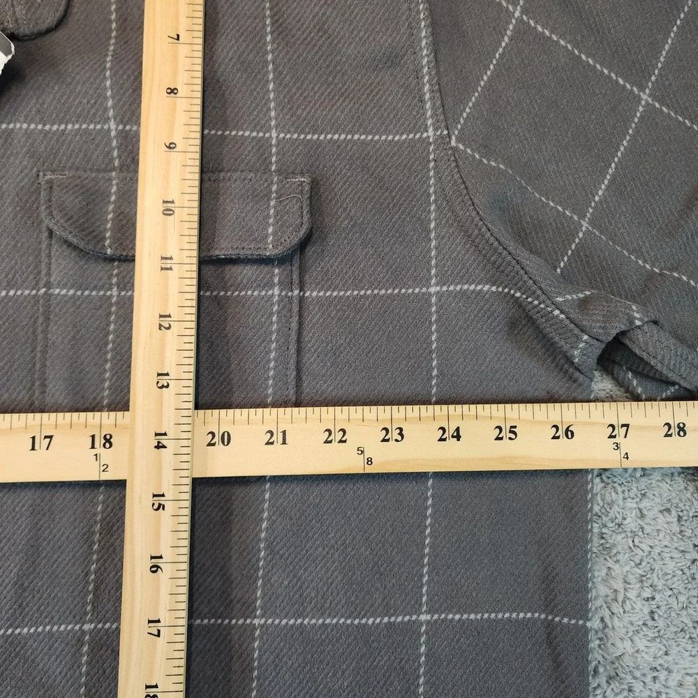 Van Heusen Shacket Men XXL Flannel Windowpane Plaid Long Sleeve Shirt Jacket NWT